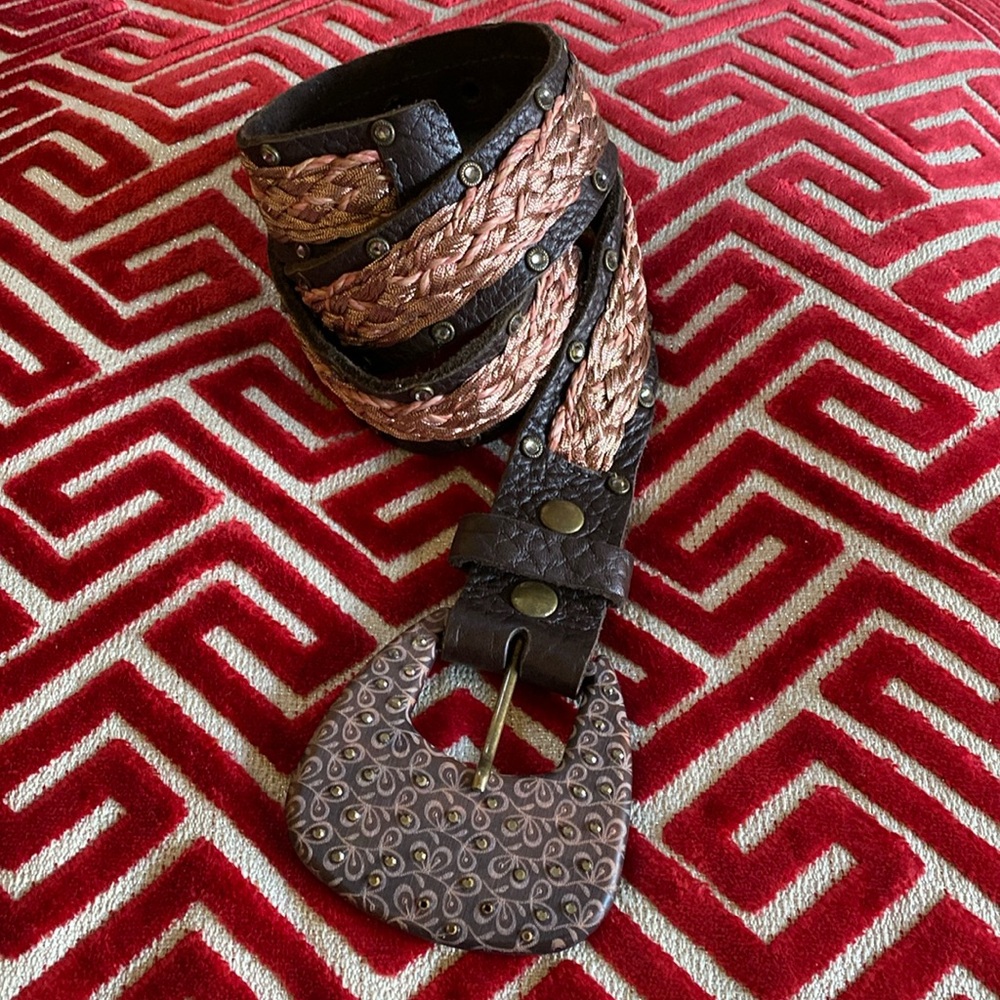 Leatherock Suede Brown Leather Stunning Crystal Belt Never Used